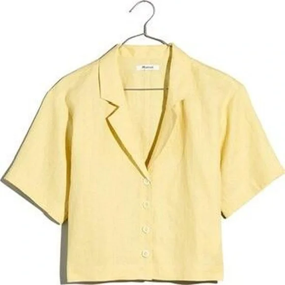 Madewell Tops Madewell Linen Resort Shirt In Butter Yellow